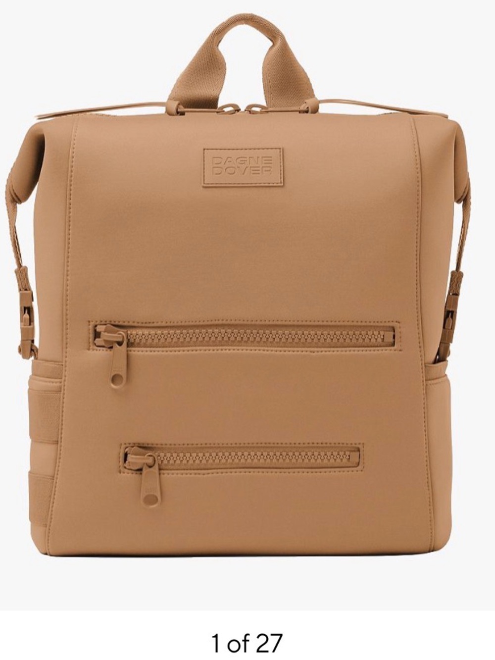 Dagne Dover Tan Diaper Backpack with Front Zip Pockets